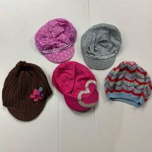 506.‎ Lot of 5 Kids Hat Collection - Pink, Gray, Brown (ages 7-12)